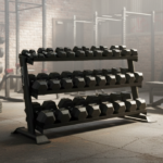 Rubber Hex Dumbbell Set 5-75 LB with Rack commercial gym dumbbell set