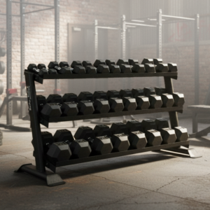 Rubber Hex Dumbbell Set 5-75 LB with Rack commercial gym dumbbell set