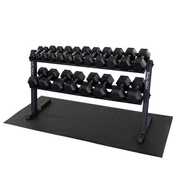 Rubber Hex Dumbbell Set 5-50 LB with Rack commercial gym dumbbell set