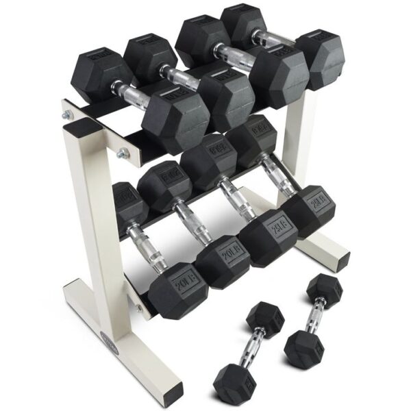 Titan rubber hex dumbbell textured ergonomic handle