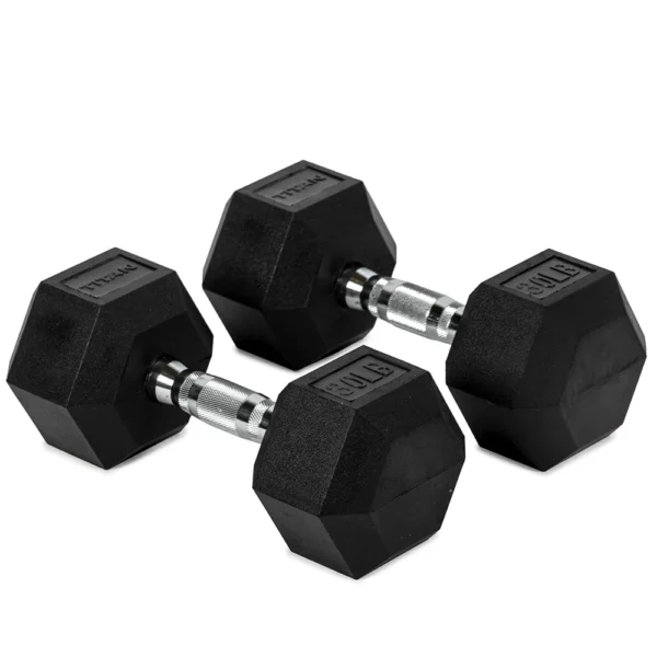 30 LB Rubber Hex Dumbbell Pair heavy duty rubber hex dumbbells for home gym