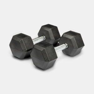35 LB rubber hex dumbbell textured handle and rubber coated design