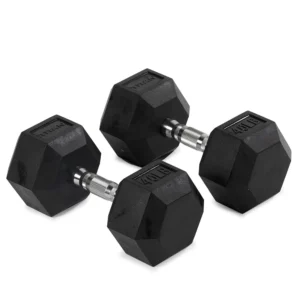 40 LB Rubber Hex Dumbbell Pair heavy duty rubber hex dumbbells for home gym