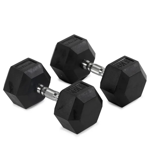 40 LB Rubber Hex Dumbbell Pair 40 LB Rubber Hex Dumbbell Pair heavy duty rubber hex dumbbells for home gym