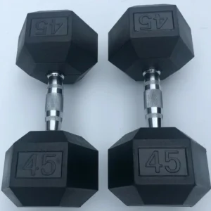 45 LB Rubber Hex Dumbbell Pair heavy duty rubber hex dumbbells for home gym