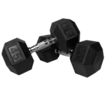 45 LB rubber hex dumbbells with hexagonal heads for strength training