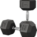 50 LB Rubber Hex Dumbbell Pair heavy duty rubber hex dumbbells for home gym