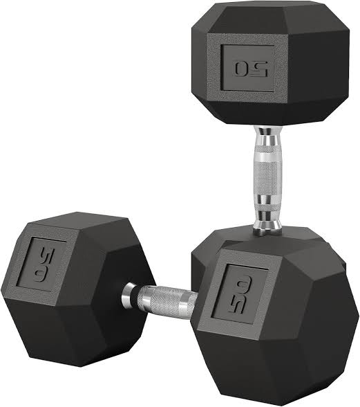 50 LB Rubber Hex Dumbbell Pair heavy duty rubber hex dumbbells for home gym