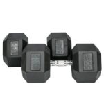 55 LB Rubber Hex Dumbbell Pair heavy duty rubber hex dumbbells for home gym