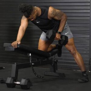 55 LB rubber hex dumbbells with hexagonal heads for strength training
