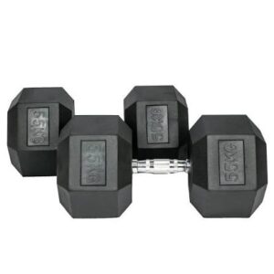 55 LB Rubber Hex Dumbbell Pair heavy duty rubber hex dumbbells for home gym