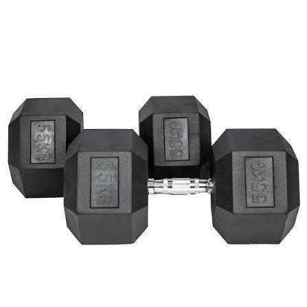 55 LB Rubber Hex Dumbbell Pair heavy duty rubber hex dumbbells for home gym