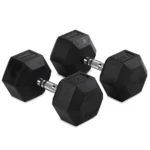 60 LB Rubber Hex Dumbbell Pair heavy duty rubber hex dumbbells for gym training