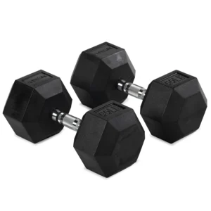 60 LB Rubber Hex Dumbbell Pair heavy duty rubber hex dumbbells for gym training