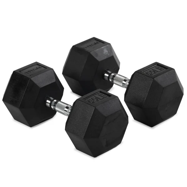 60 LB Rubber Hex Dumbbell Pair heavy duty rubber hex dumbbells for gym training